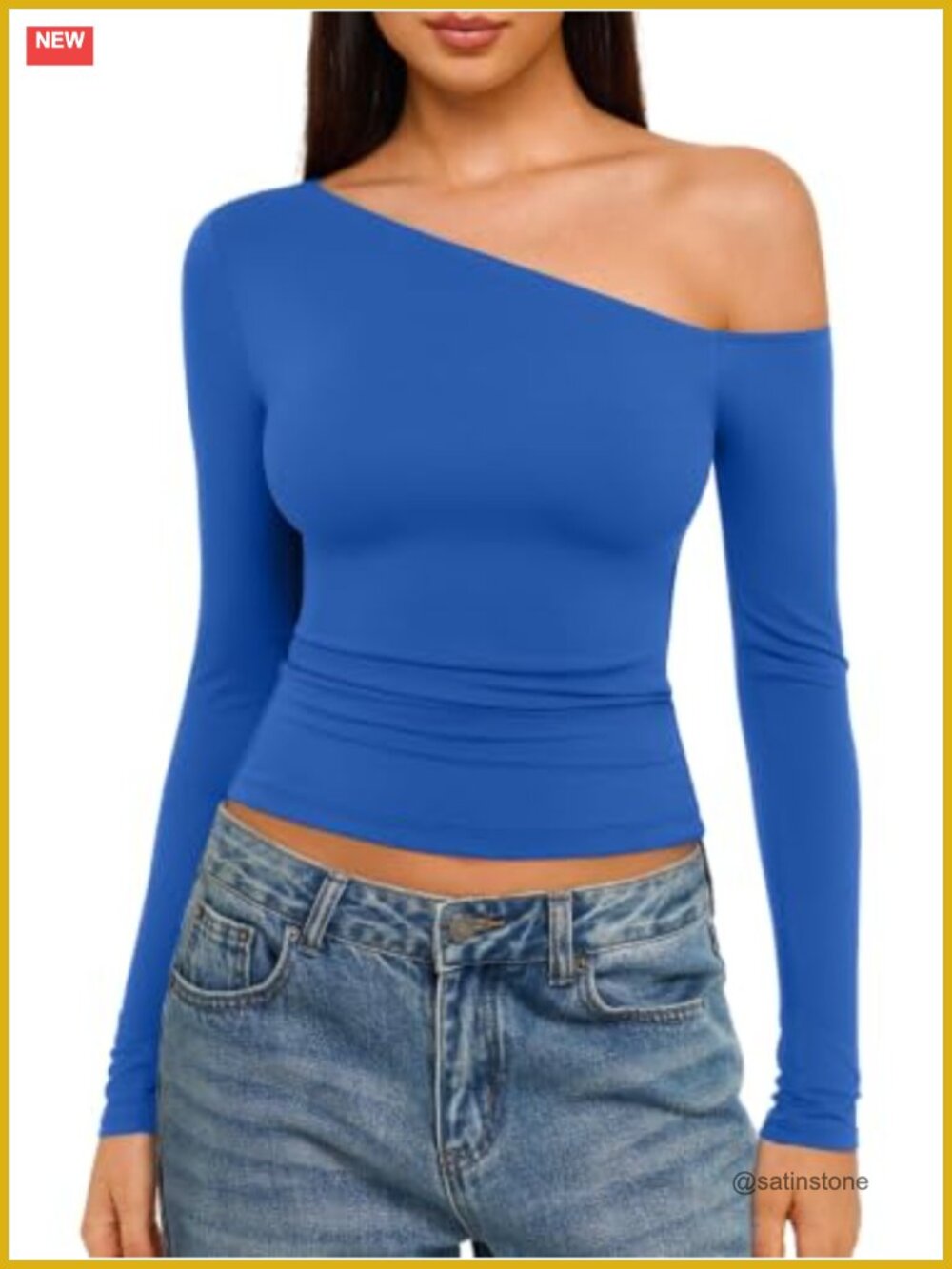 Womens Off Shoulder Long Sleeve Fitted Top Casual Fall Shirt Stretchy